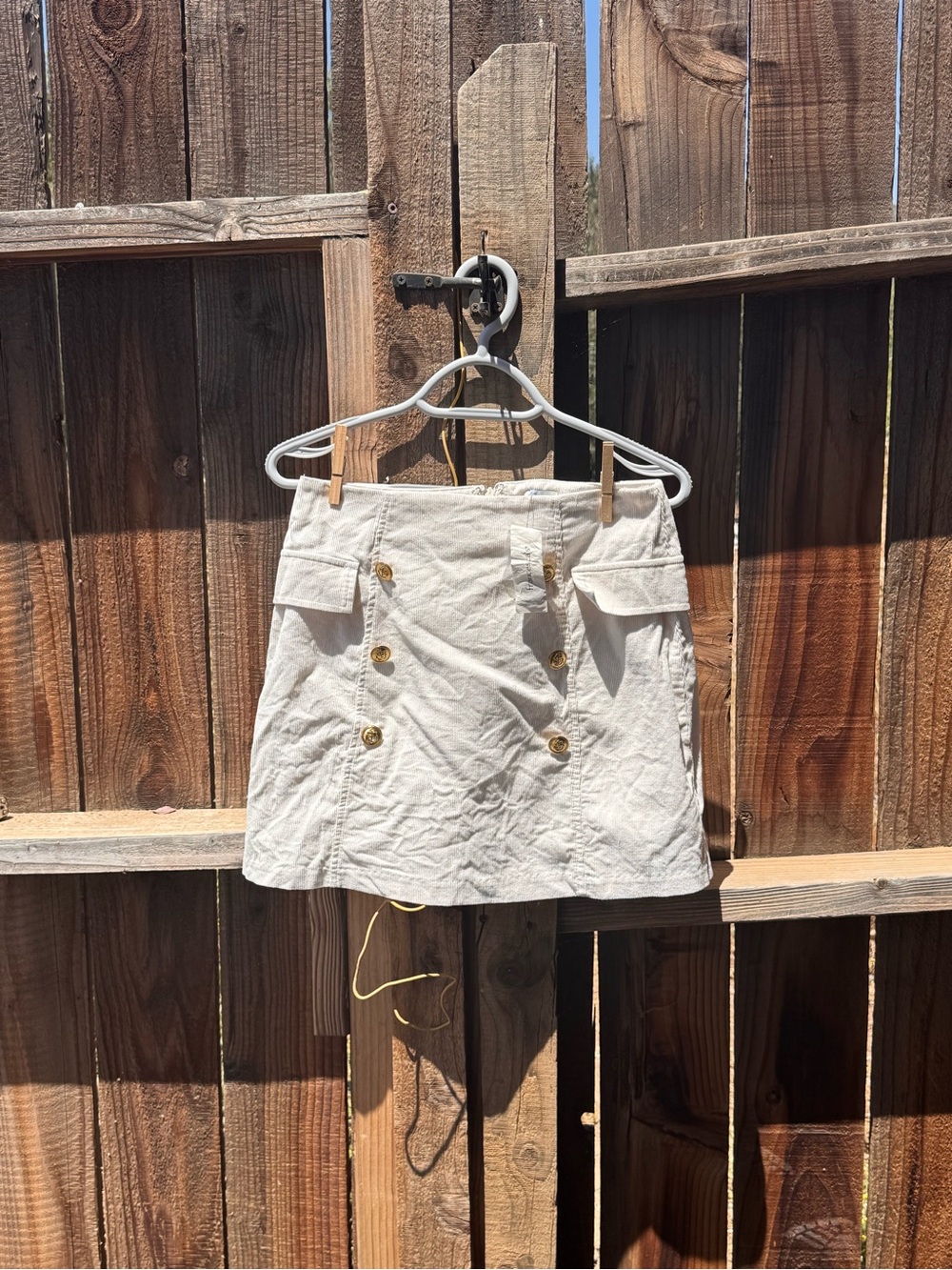 Cream Button-Front Mini Skirt